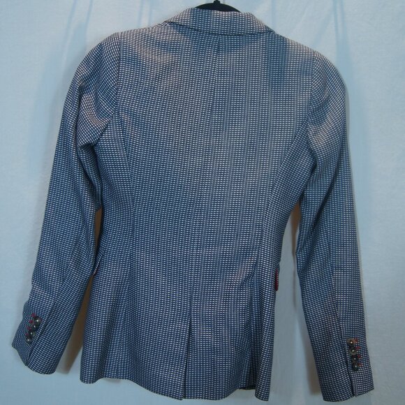 El Ganso Navy Cotton Houndstooth Blazer Size S Spanish Designer Jacket | Size S - Picture 3 of 7
